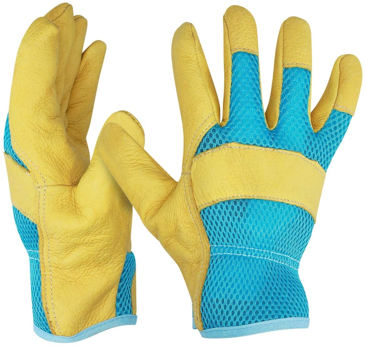 Navaris Leather Gardening Gloves - Ανθεκτικά Δερμάτινα Γάντια Κήπου / Εργασίας - Large - Yellow