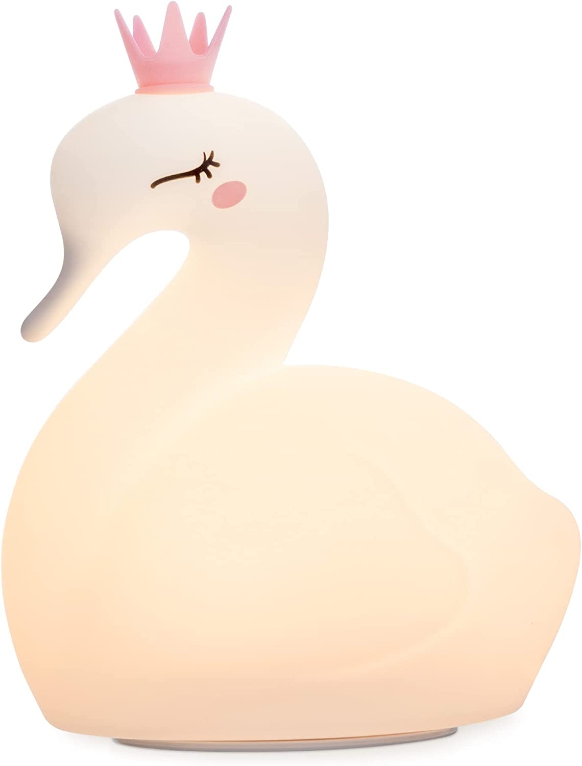 Navaris Led Silicone Night Light - Παιδικό Επαναφορτιζόμενο Φωτάκι Νυκτός LED / Αφής με Αλλαγή Χρωμάτων RGB από Σιλικόνη - Swan with Crown / White / Pink