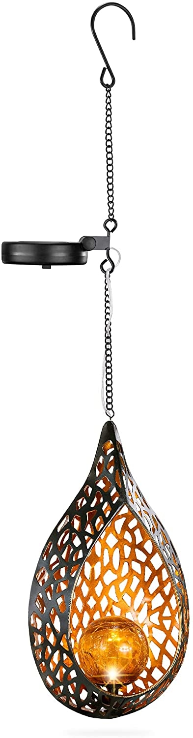 Navaris LED Solar Hanging Lamp Teardrop Design - Διακοσμητικό Ηλιακό Κρεμαστό Δάκρυ LED - Gold