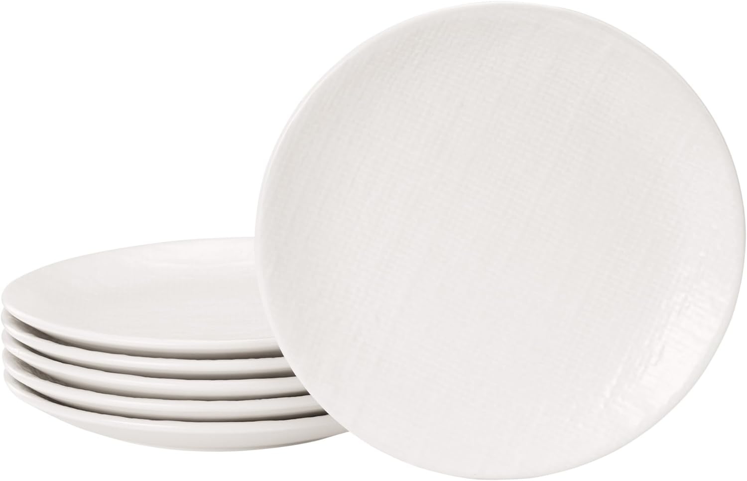 Navaris Linen Artisan Salad Plates - Κεραμικό Σετ Πιάτων Φαγητού 6 Τεμαχίων - 20cm - Linen White
