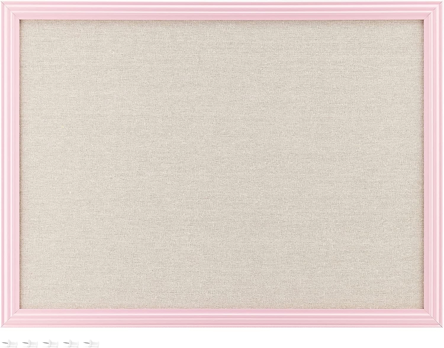 Navaris Linen Bulletin Board With Frame - Πίνακας Ανακοινώσεων με Πινέζες από Ύφασμα Λινό με Πλαίσιο MDF - 58 x 43 cm - Pink / Linen