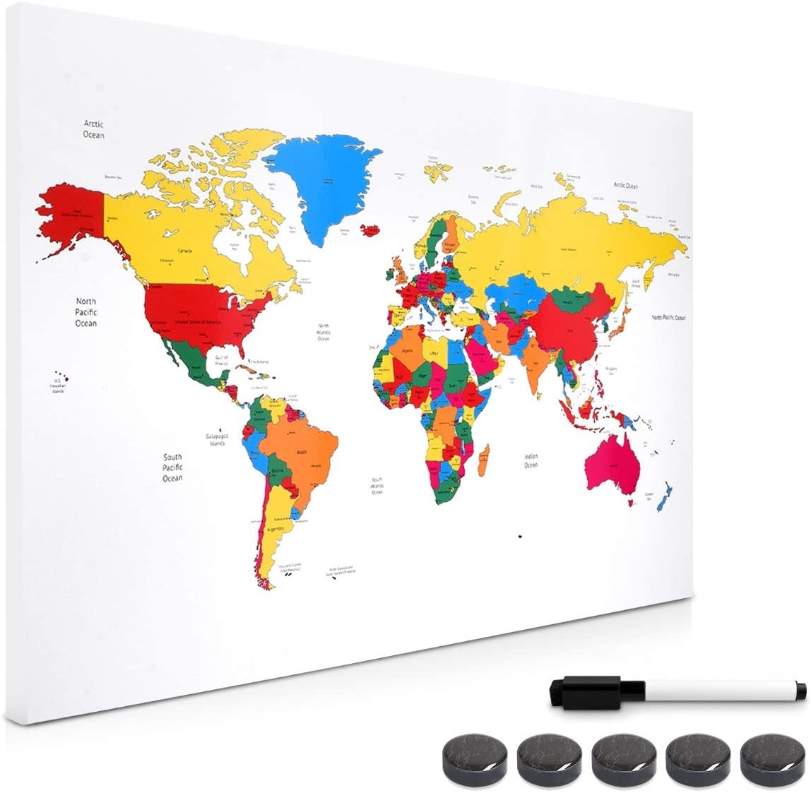 Navaris Magnetic Memo Board Whiteboard - Μαγνητικός Πίνακας Ανακοινώσεων - 40 x 60 cm - Coloured World Ma