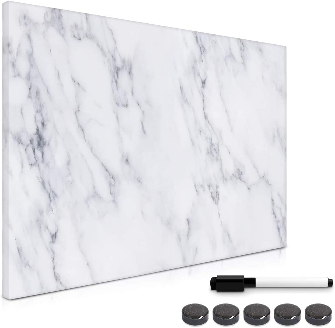Navaris Magnetic Memo Board Whiteboard - Μαγνητικός Πίνακας Ανακοινώσεων - 40 x 60 cm - White Marble