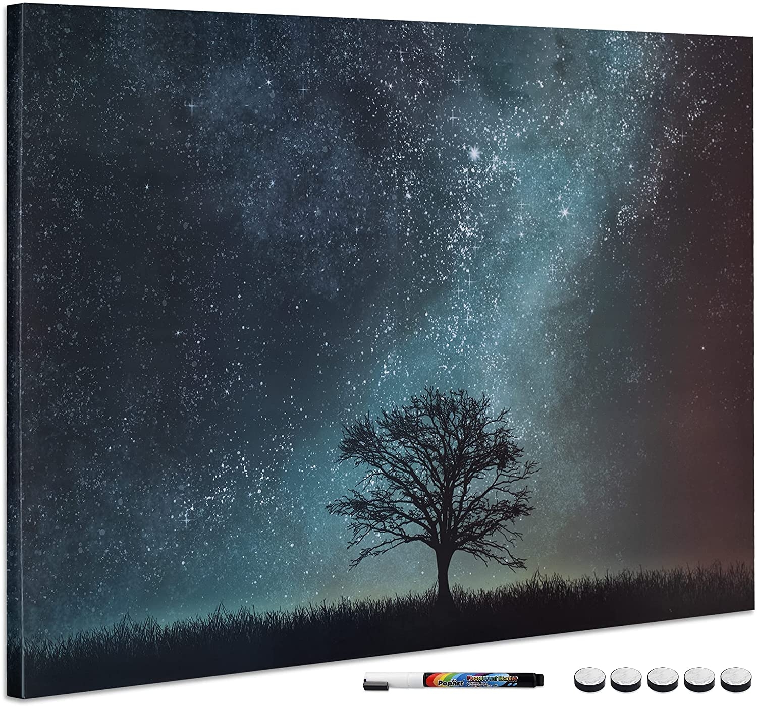 Navaris Magnetic Memo Board Whiteboard - Μαγνητικός Πίνακας Ανακοινώσεων - 90 x 60 cm - Starry Sky / Tree