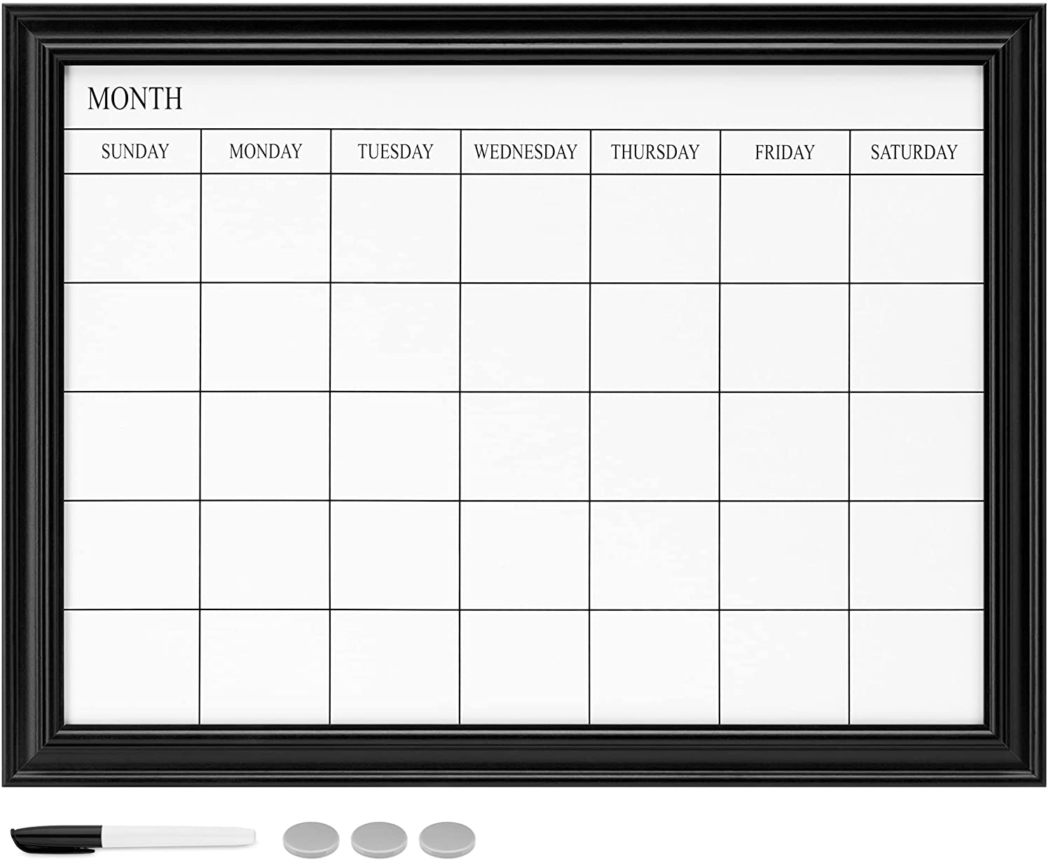 Navaris Magnetic Memo Board With Frame - Μαγνητικός Πίνακας Ανακοινώσεων με Ξύλινο Πλαίσιο - 60 x 45 cm - Weekly Planner