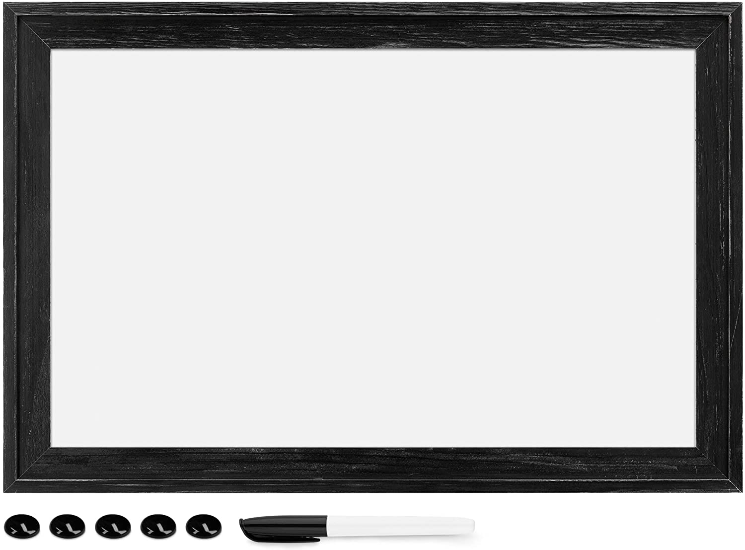 Navaris Magnetic Memo Board With Wooden Frame - Μαγνητικός Πίνακας Ανακοινώσεων με Ξύλινο Πλαίσιο - 60 x 40 cm - White / Black