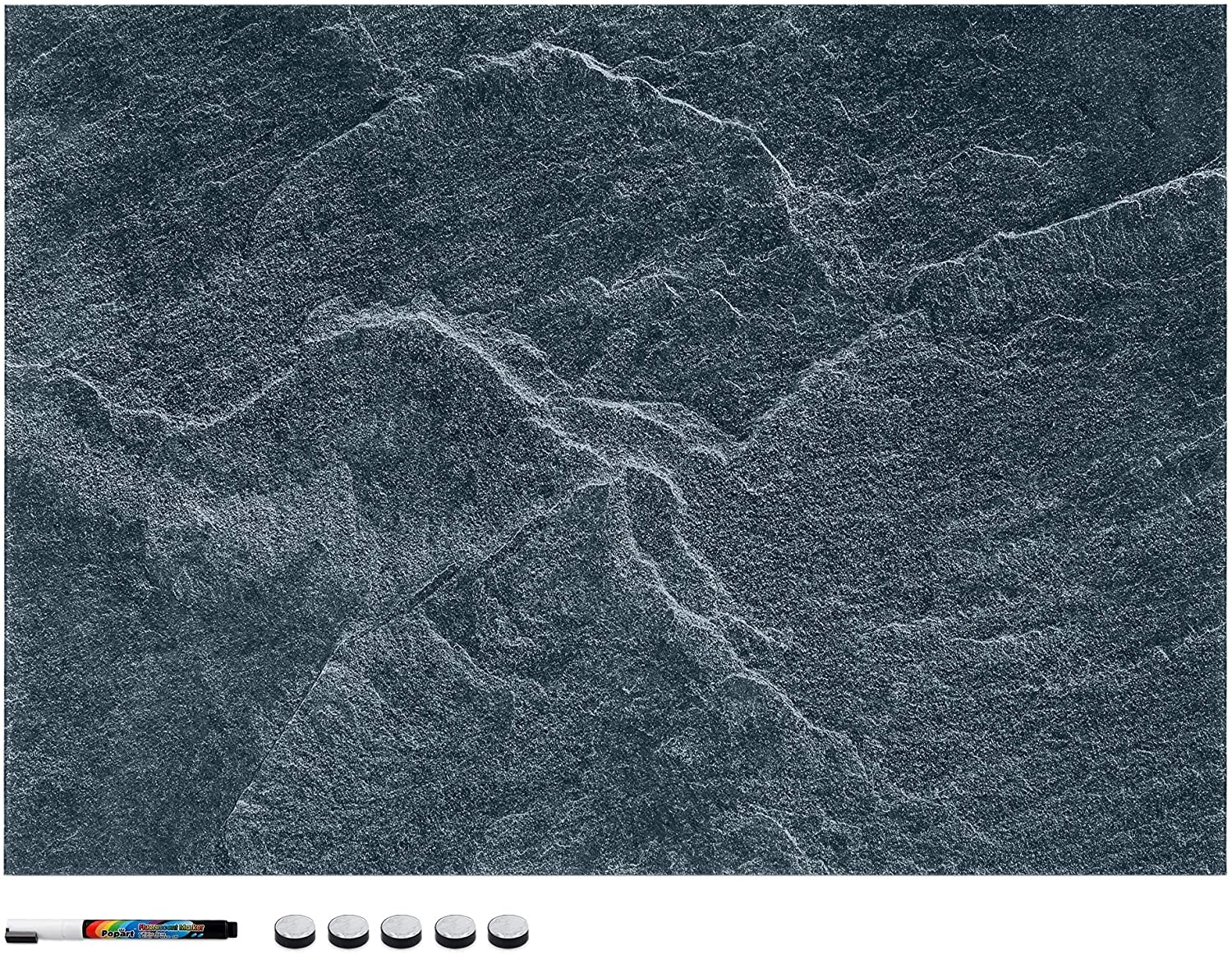 Navaris Magnetic Memo Board Whiteboard - Μαγνητικός Πίνακας Ανακοινώσεων - 70 x 50 cm - Black Stone