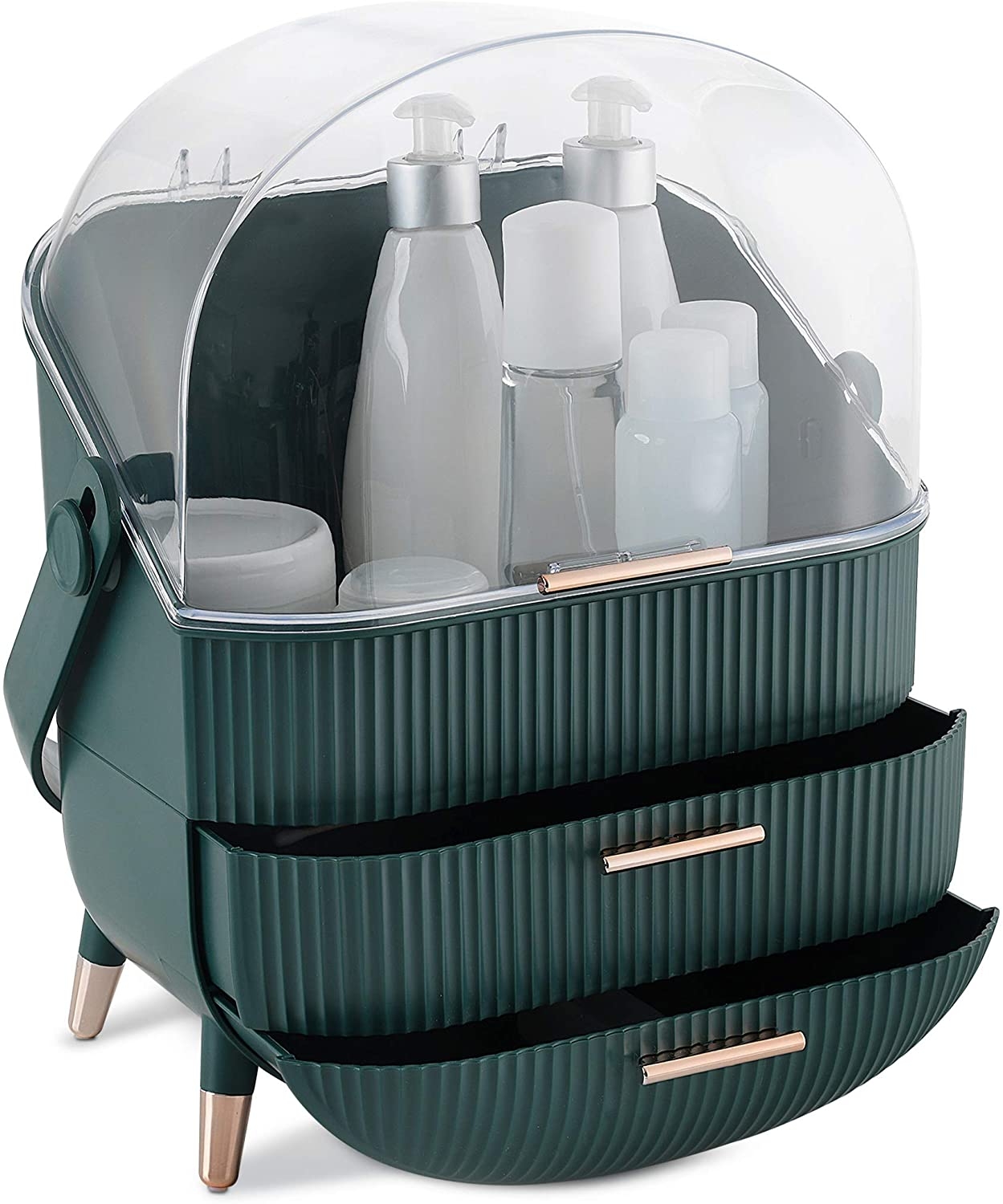 Navaris Makeup Storage Organizer - Διοργανωτής / Κουτί Αποθήκευσης Καλλυντικών με 2 Συρτάρια - 29 x 20 x 34cm - Green 