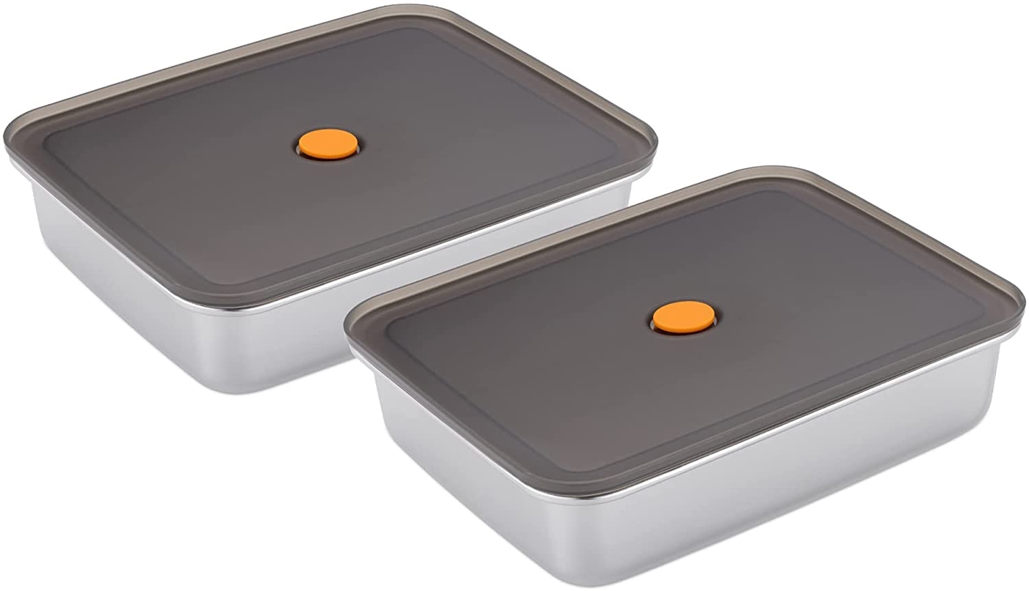 Navaris Marinating Tray with Lid Set of 2 - Σετ με 2 Δοχεία Αποθήκευσης / Μαριναρίσματος Φαγητού από Ανοξείδωτο Ατσάλι με Καπάκι