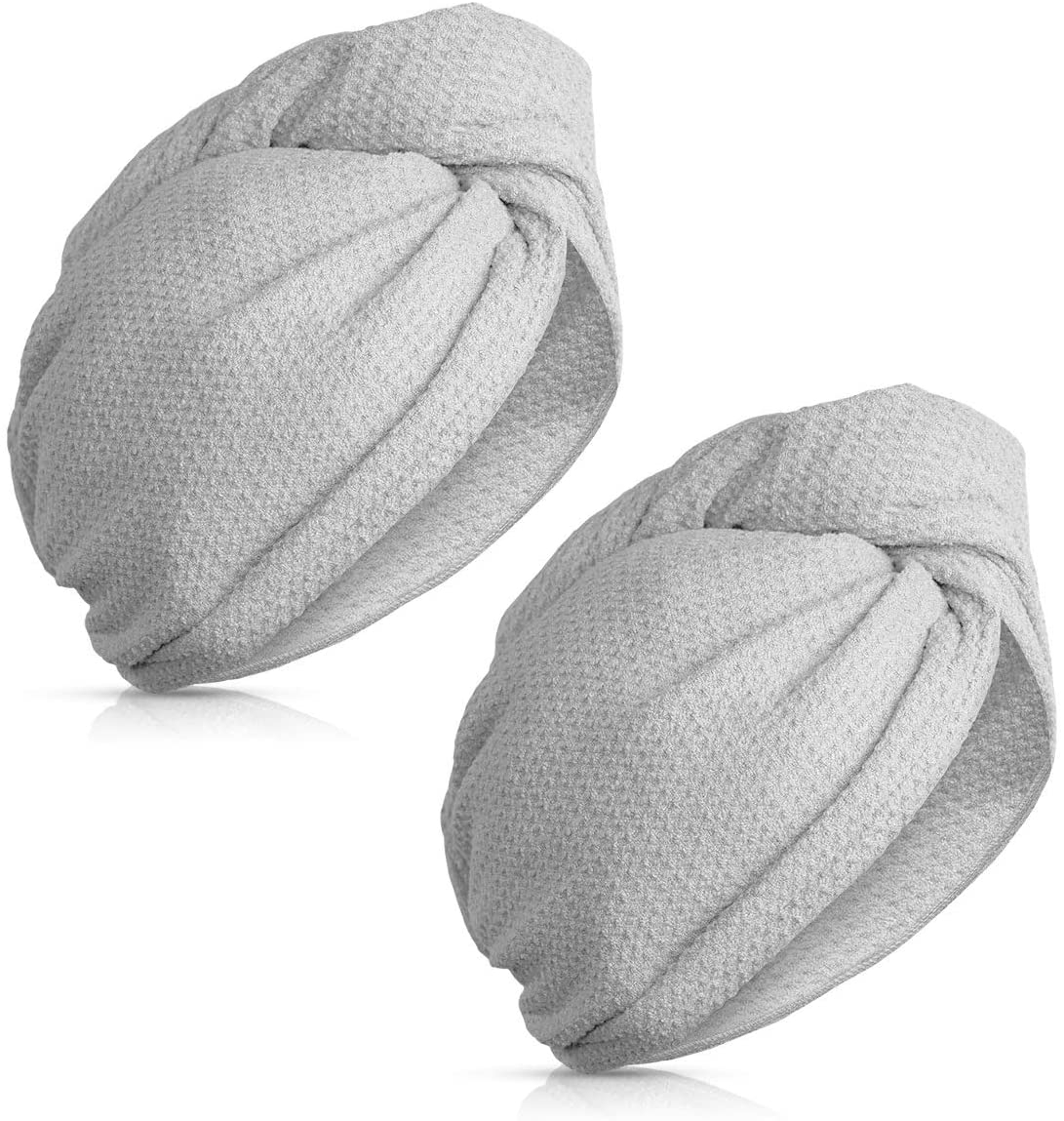 Navaris Microfibre Hair Turban Towels - Πετσέτα Στεγνώματος Μαλλιών / Τουρμπάνι - Grey - 2 Τεμάχια