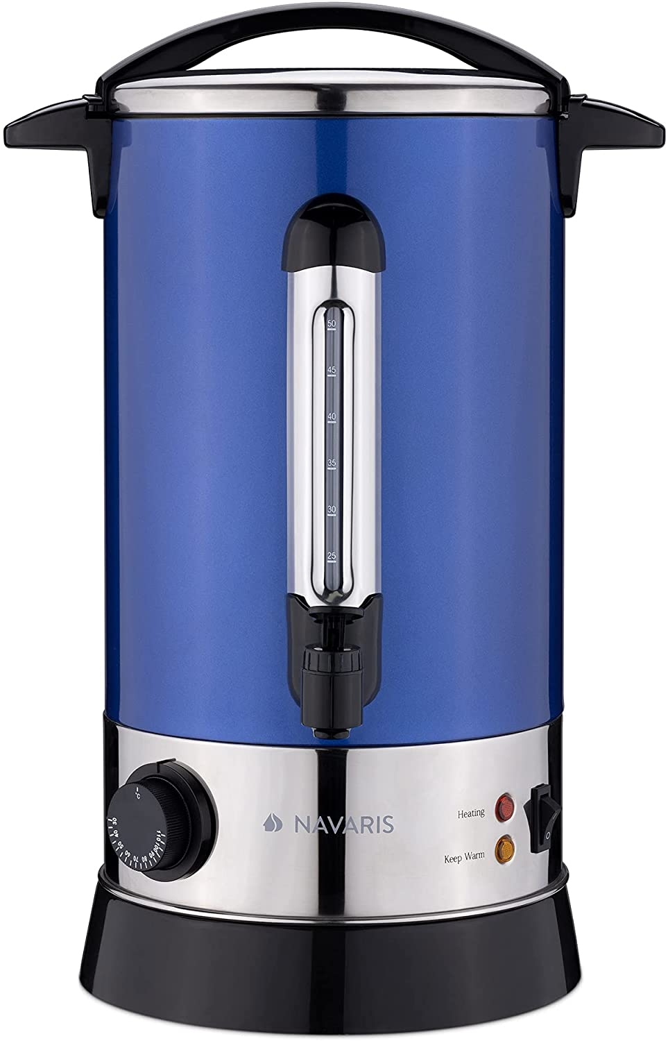 Navaris Mulled Wine Cooker Hot Water Dispenser - Βραστήρας Ζεστών Ροφημάτων / Κρασιού από Ανοξείδωτο Ατσάλι - 10L - 1650W - Blue