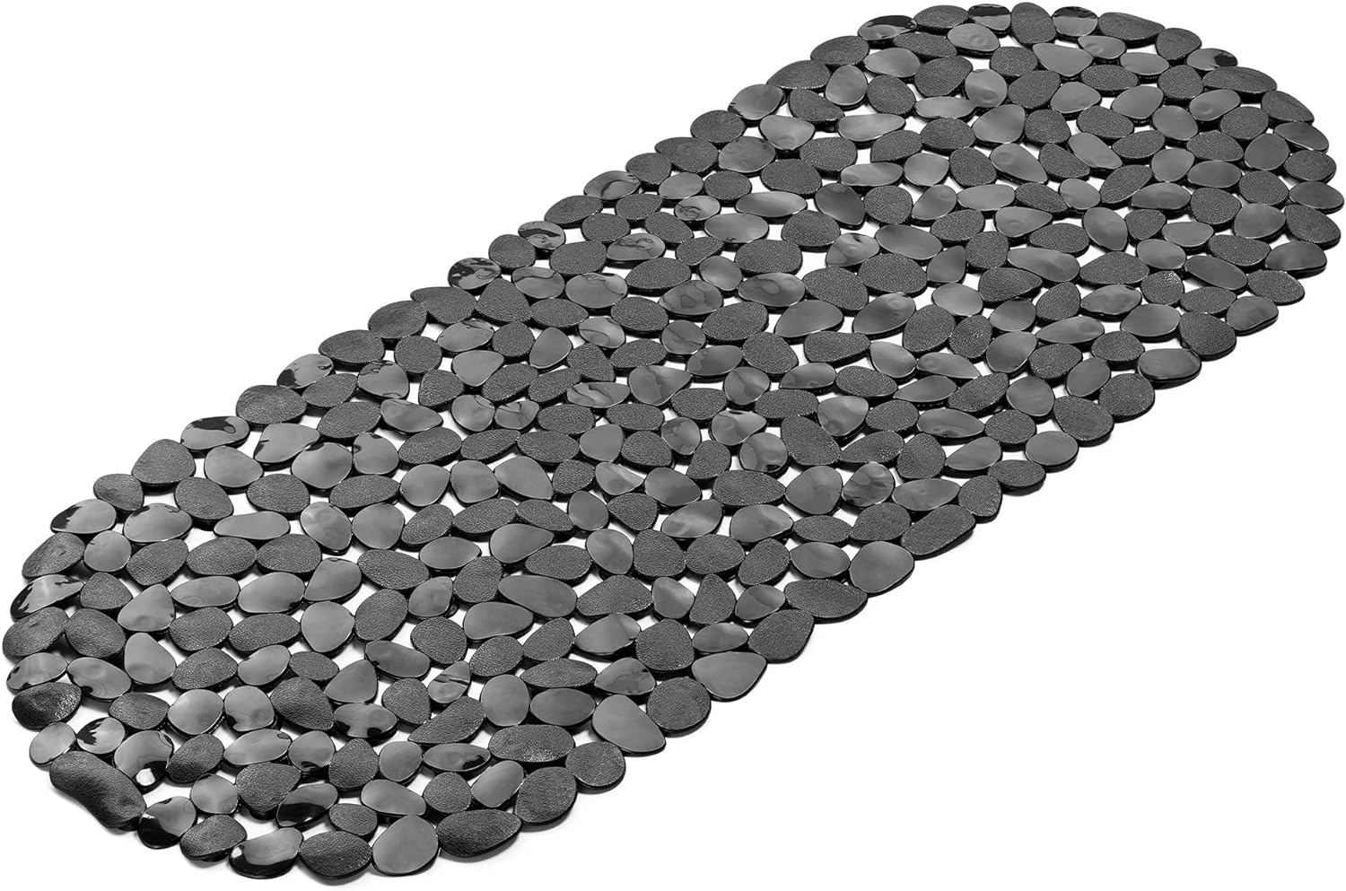 Navaris Non Slip Bathtub Mat - Αντιολισθητικό Πατάκι Μπάνιου για Μπανιέρα / Ντουζιέρα με Βεντούζες από PVC - 99 x 39 cm - Black / Stone Design