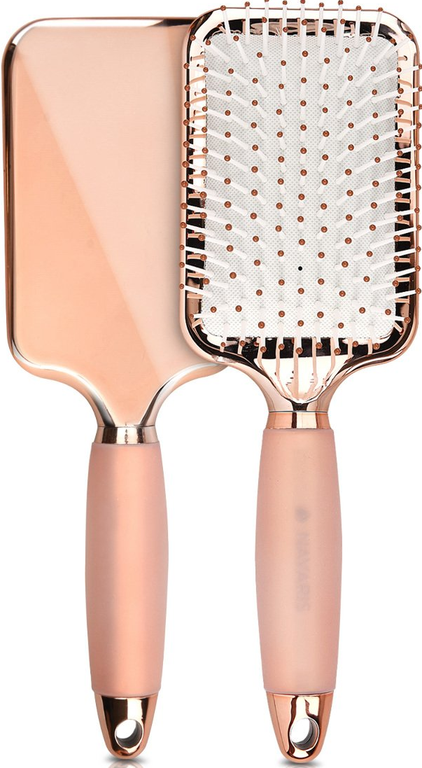 Navaris Paddle Brush with Gel Handle - Βούρτσα Μαλλιών με Απαλή Λαβή από Gel - Rose Gold / White