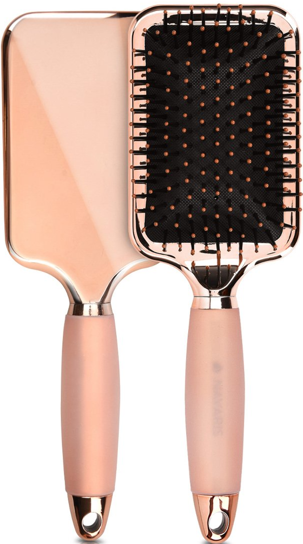 Navaris Paddle Brush with Gel Handle - Βούρτσα Μαλλιών με Απαλή Λαβή από Gel - Rose Gold / Black 