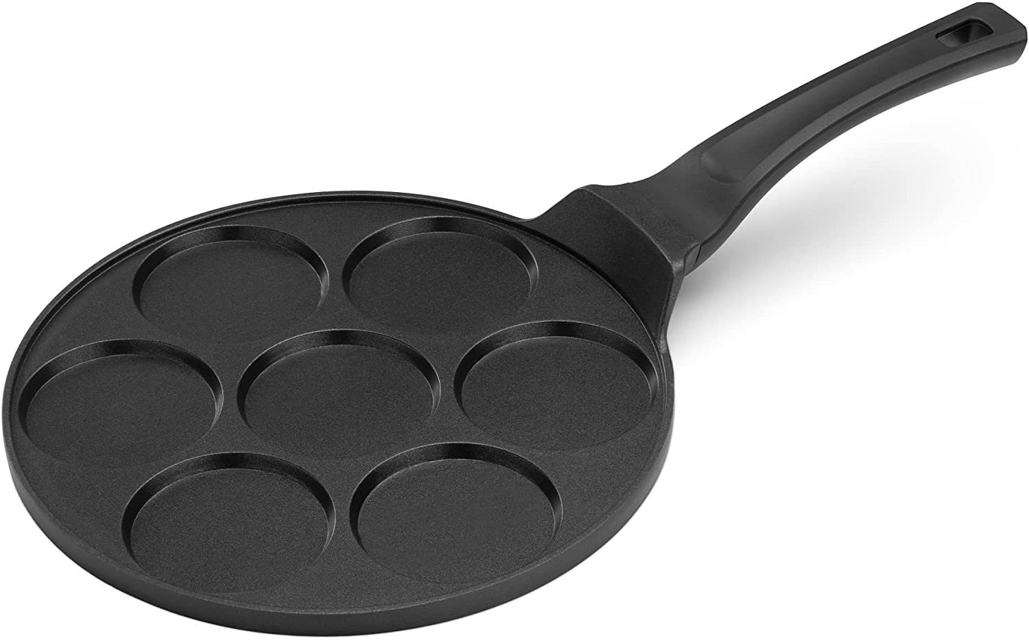 Navaris Pancake Frying Pan - Αντικολλητικό Τηγάνι 7 Θέσεων από Αλουμίνιο για Pancakes / Τηγανίτες / Αυγά - 27cm - Black