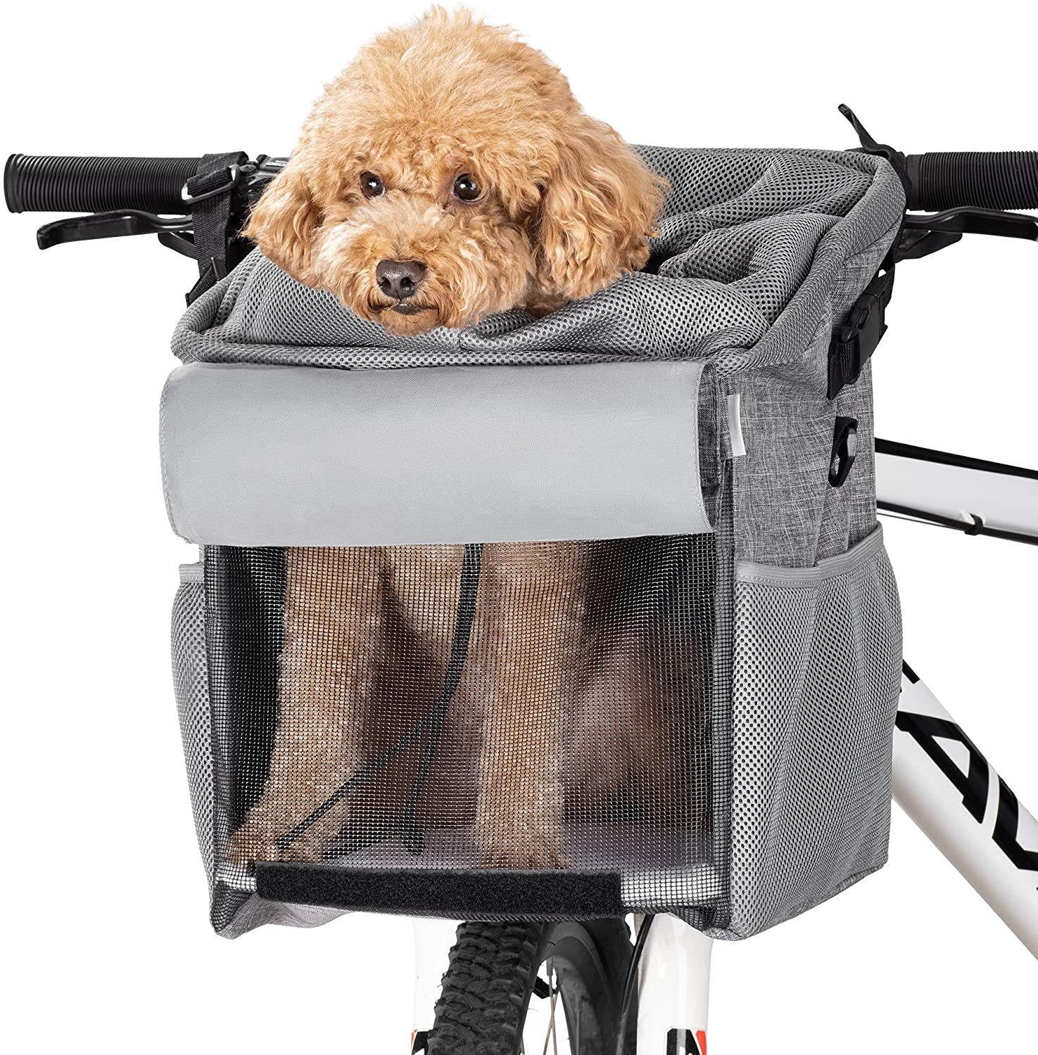 Navaris Pet Carrier for Bike - Σακίδιο Μεταφοράς Πλάτης / Ποδηλάτου για Κατοικίδια - 31 x 27 x 27 cm - Grey