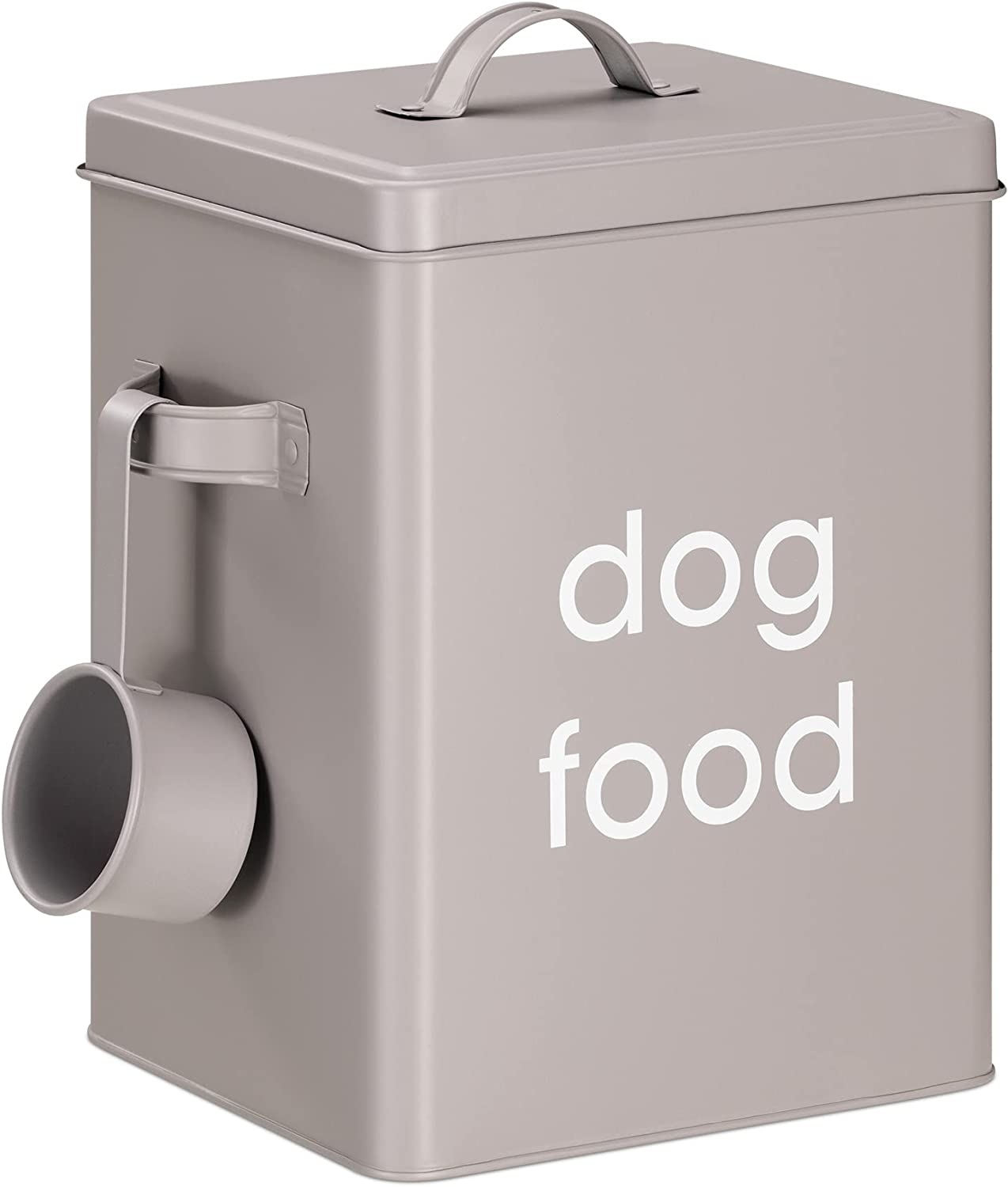 Navaris Pet Food Container - Μεταλλικό Δοχείο Αποθήκευσης Ξηράς Τροφής / Λιχουδιών / Μπισκότων με Σέσουλα για Κατοικίδια - 5.9L - Dark Grey 