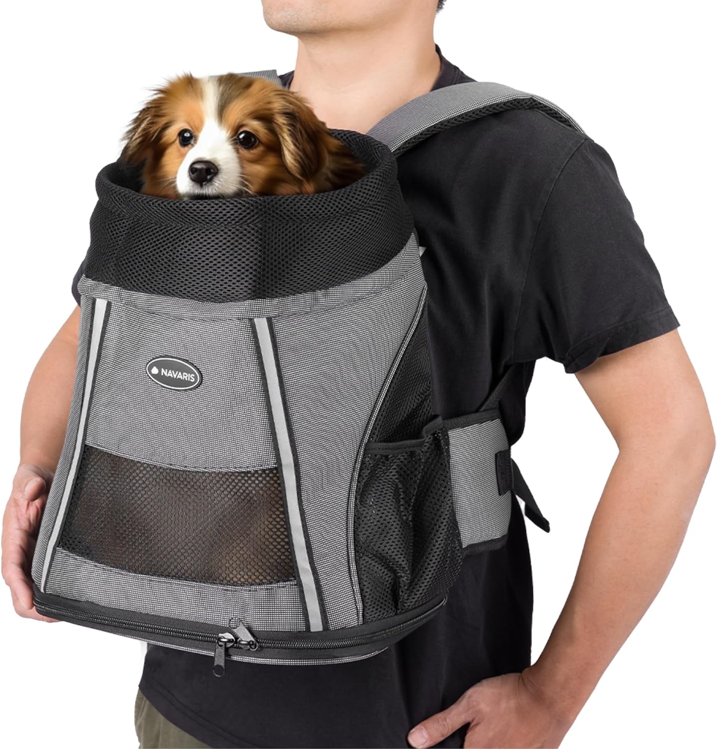 Navaris Pet Front Carrier - Σακίδιο Μεταφοράς για Κατοικίδια - 37 x 33 x 24 cm - Grey