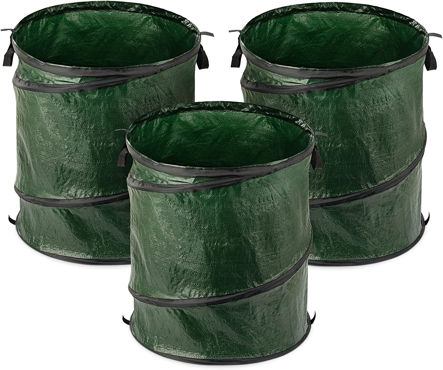 Navaris Pop Up Leaf Bag Set of 3 - Σετ με 3 Επαναχρησιμοποιούμενες Αναδιπλούμενες Σακούλες Απορριμάτων / Κήπου - 150L - Green