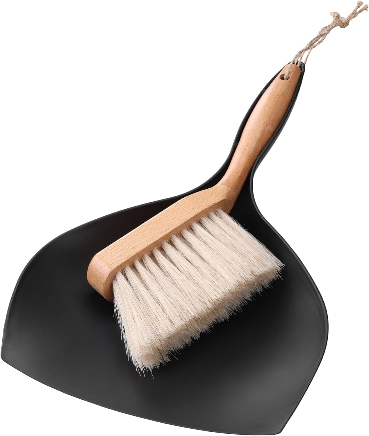 Navaris Retro Dustpan - Σετ Ρετρό Σκούπα από Ξύλο Οξιάς με Φαράσι - 29.5 x 17.5 cm - Black