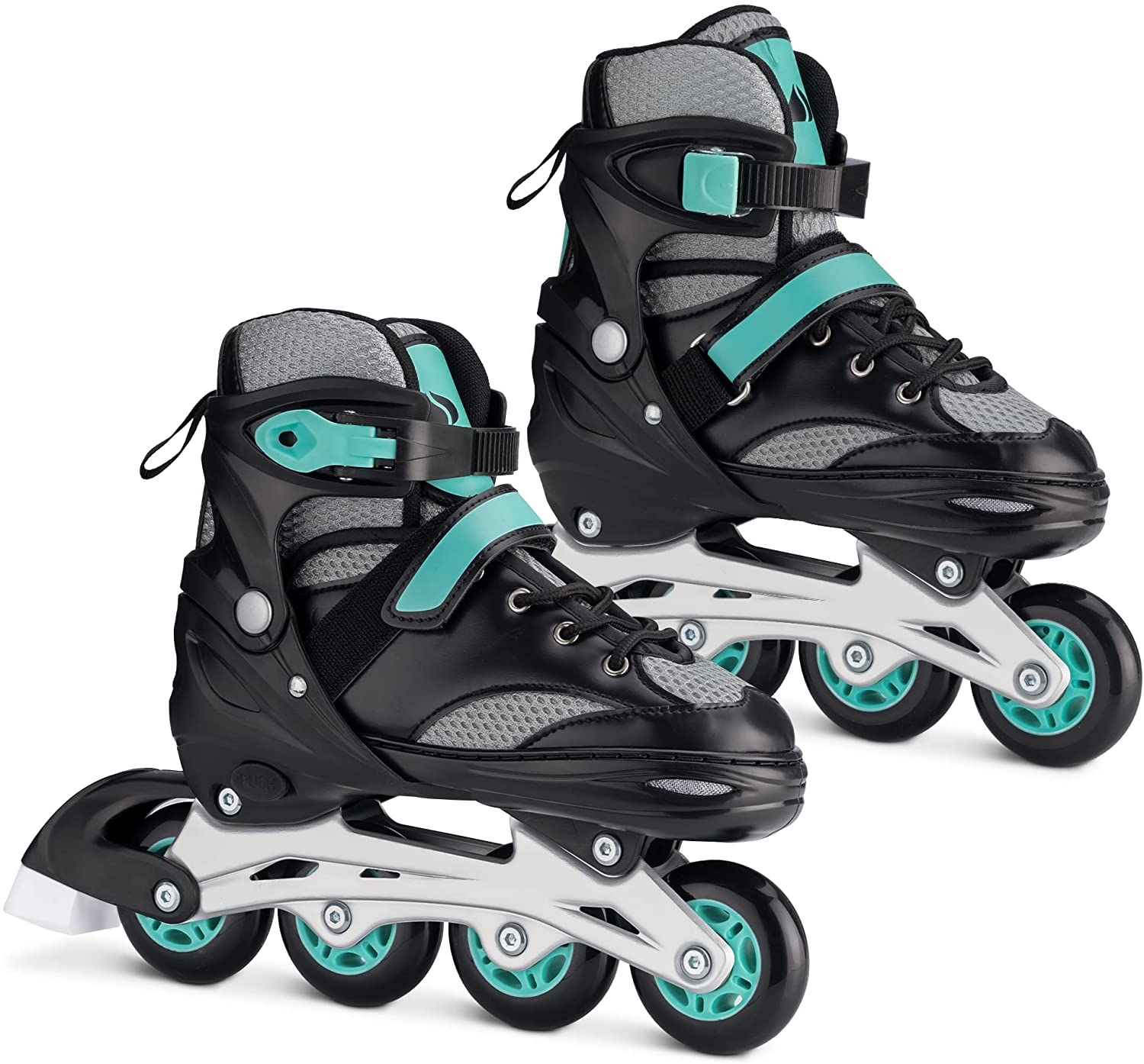 Navaris Roller Skates - Ρυθμιζόμενα / Αυξομειούμενα Rollers Παιδικά - S - EU 31-34 - Black / Turquoise