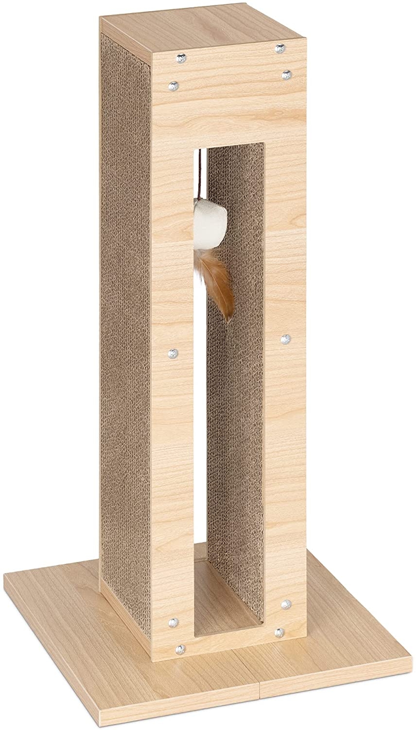 Navaris Scratching Post for Cats with Hanging Toy - Ονυχοδρόμιο για Γάτες με Παιχνίδι - 61.5 x 30 x 30 cm - Brown