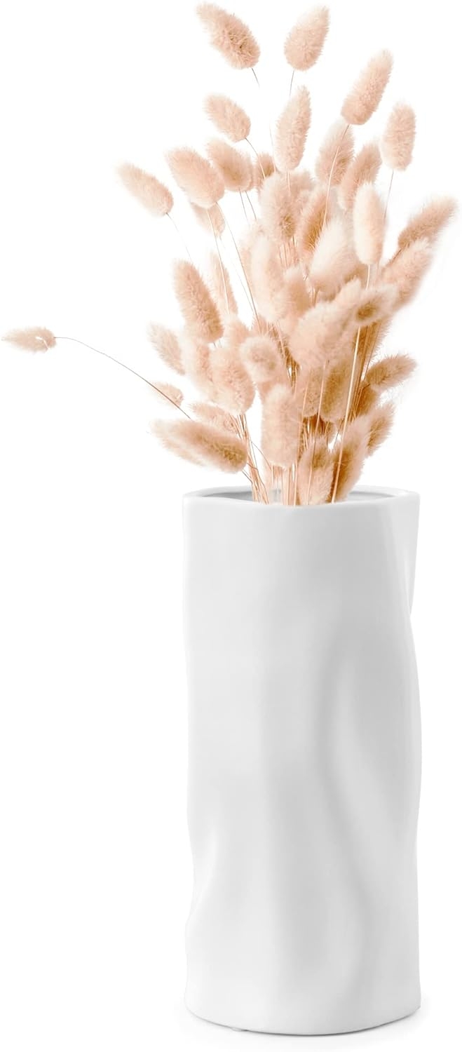 Navaris Sculptural Ceramic Vase - Διακοσμητικό Κεραμικό Βάζο - 25 x 11 cm - White