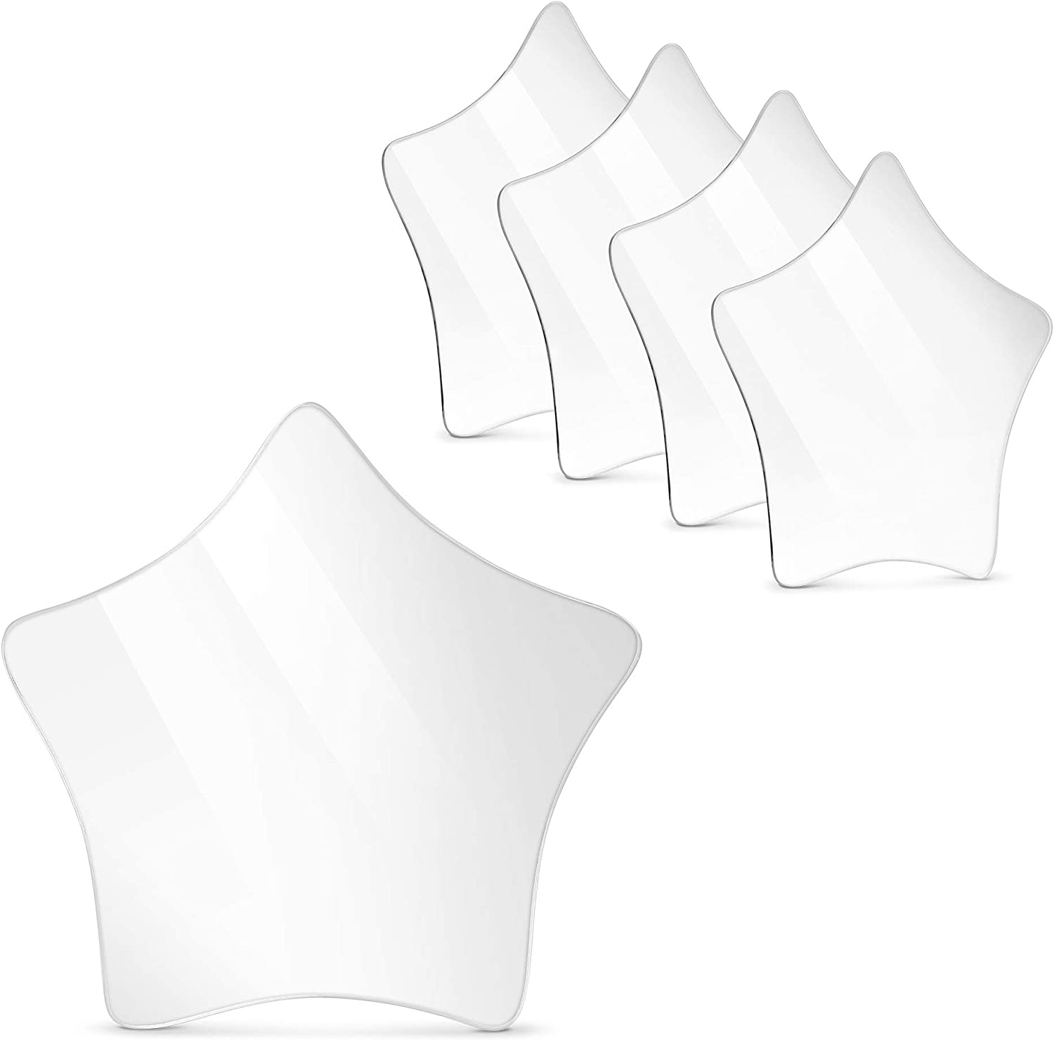 Navaris Self Adhesive Mirrors - Σετ 5 Διακοσμητικοί Αυτοκόλλητοι Καθρέφτες Τοίχου σε Σχήμα Αστέρι - 15 x 15cm - Silver Reflective