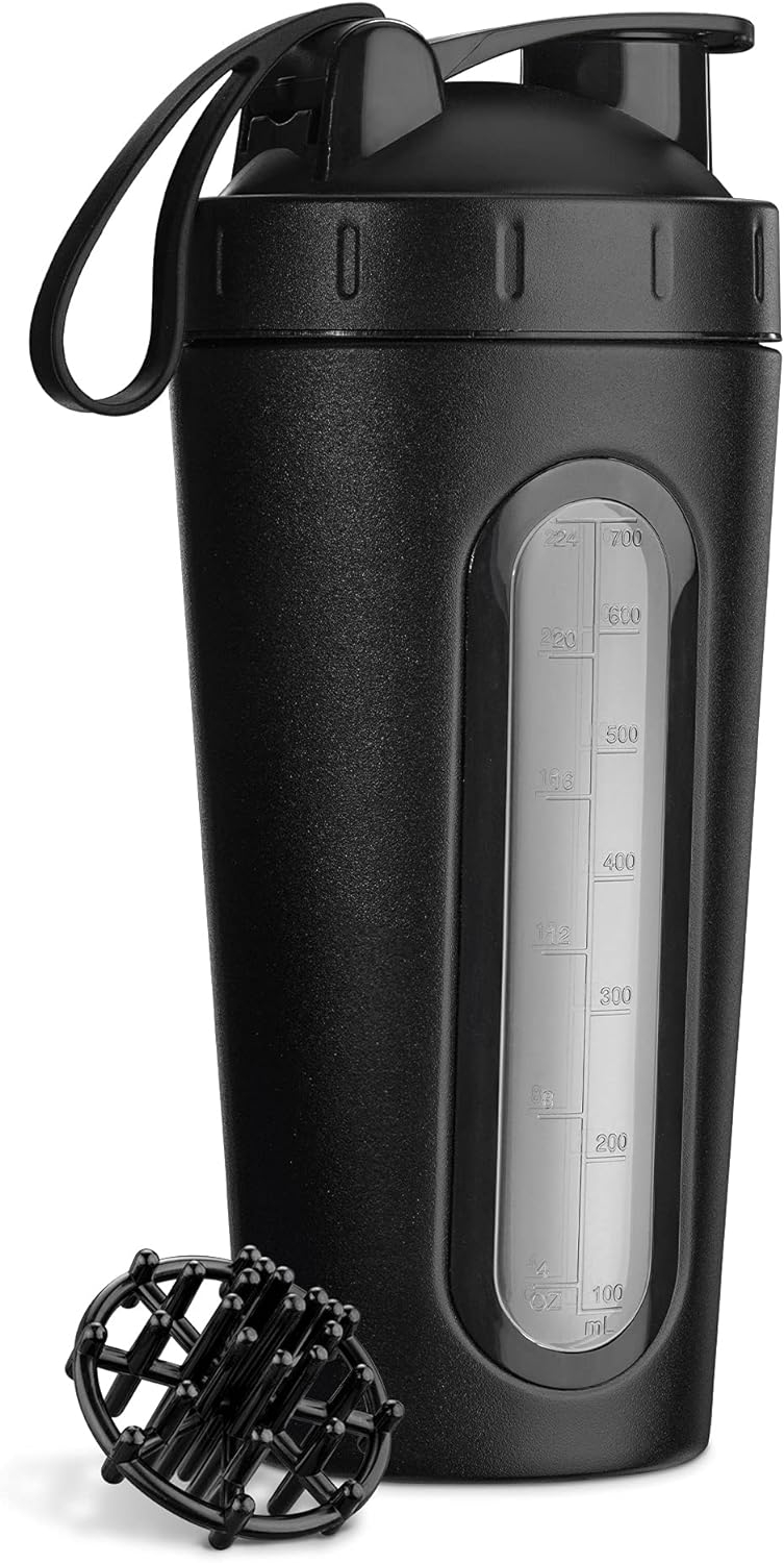 Navaris Stainless Steel Protein Shaker - Σέικερ Πρωτεΐνης / Μπουκάλι από Ανοξείδωτο Ατσάλι - 750ml - Black