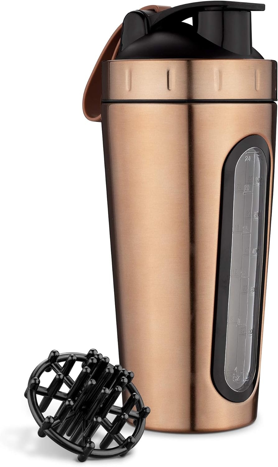 Navaris Stainless Steel Protein Shaker - Σέικερ Πρωτεΐνης / Μπουκάλι από Ανοξείδωτο Ατσάλι - 750ml - Copper