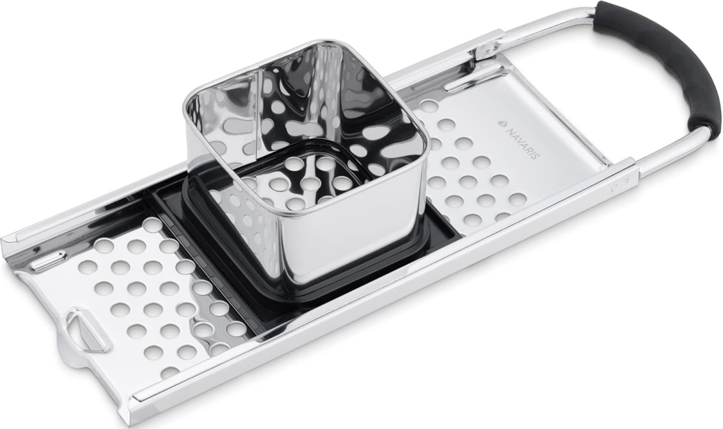 Navaris Stainless Steel Spaetzle Noodle Maker - Τρίφτης / Παρασκευαστής για Ζυμαρικά και Noodles από Ανοξείδωτο Ατσάλι - 32 x 11 x 6.5cm - Silver