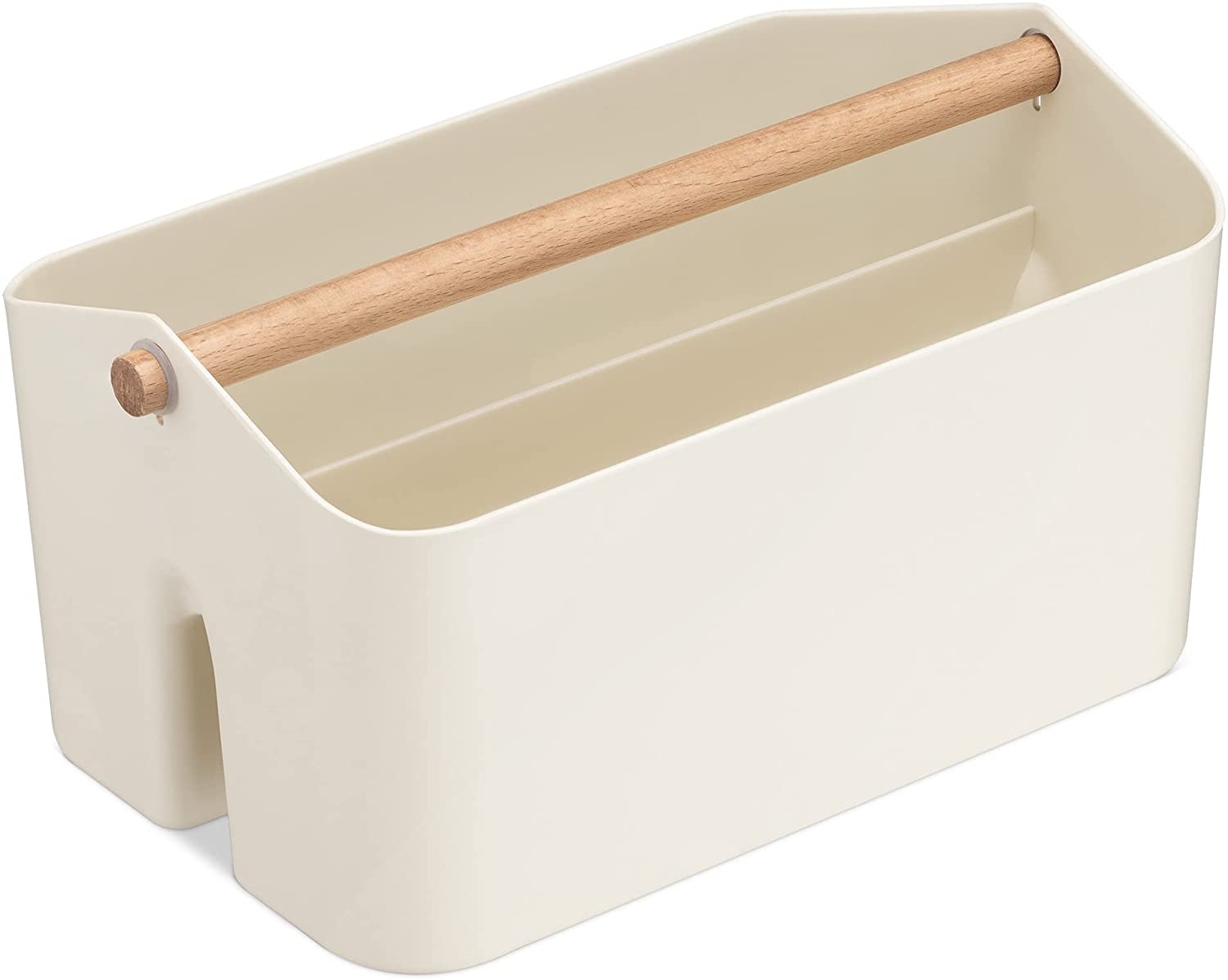 Navaris Storage Organiser Box - Κουτί Οργάνωσης με Ξύλινη Λαβή - 26.5 x 16.5 x 15 cm - Cream