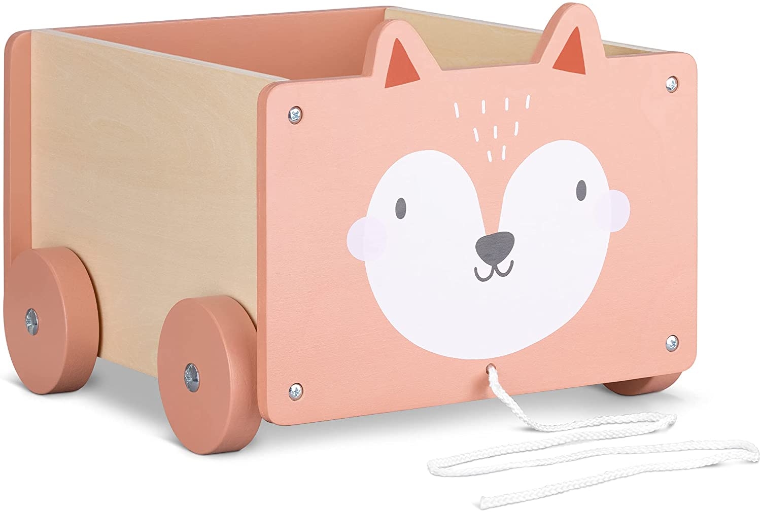 Navaris Toy Box Storage for Toys with Wheels - Παιδικό Κουτί Αποθήκευσης Παιχνιδιών με Ρόδες - Brown / Fox Design