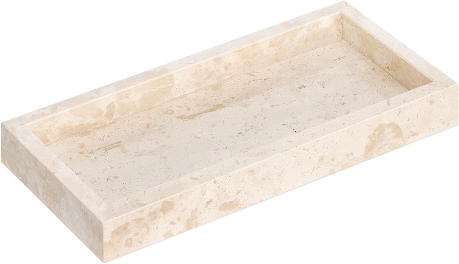 Navaris Travertine Tray - Διακοσμητικός Δίσκος Αποθήκευσης & Οργάνωσης από Πέτρα Τραβερτίνης - 25 x 12 x 3 cm - Beige
