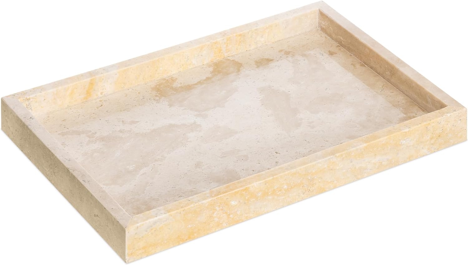 Navaris Travertine Tray - Διακοσμητικός Δίσκος Αποθήκευσης & Οργάνωσης από Πέτρα Τραβερτίνης - 30 x 20 x 3 cm - Beige