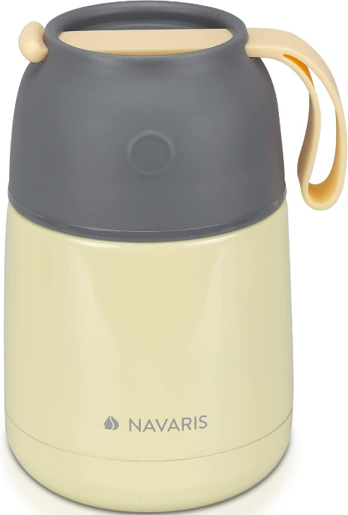 Navaris Vacuum Insulated Food Jar - Θερμός από Ανοξείδωτο Ατσάλι με Καπάκι / Δοχείο για Φαγητό - 450ml - Yellow