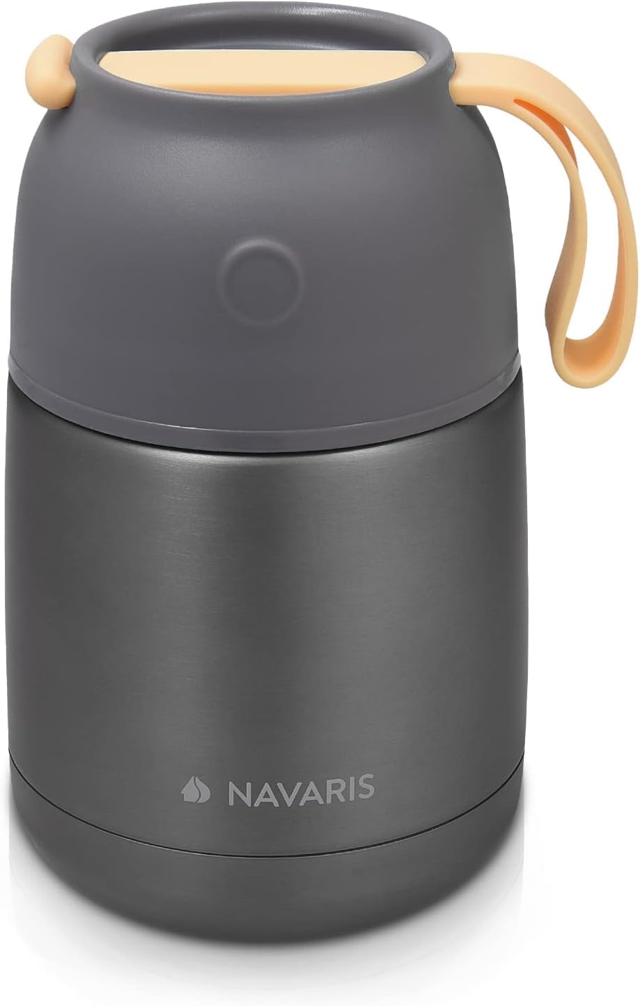 Navaris Vacuum Insulated Food Jar - Θερμός από Ανοξείδωτο Ατσάλι με Καπάκι / Δοχείο για Φαγητό - 450ml - Dark Gray