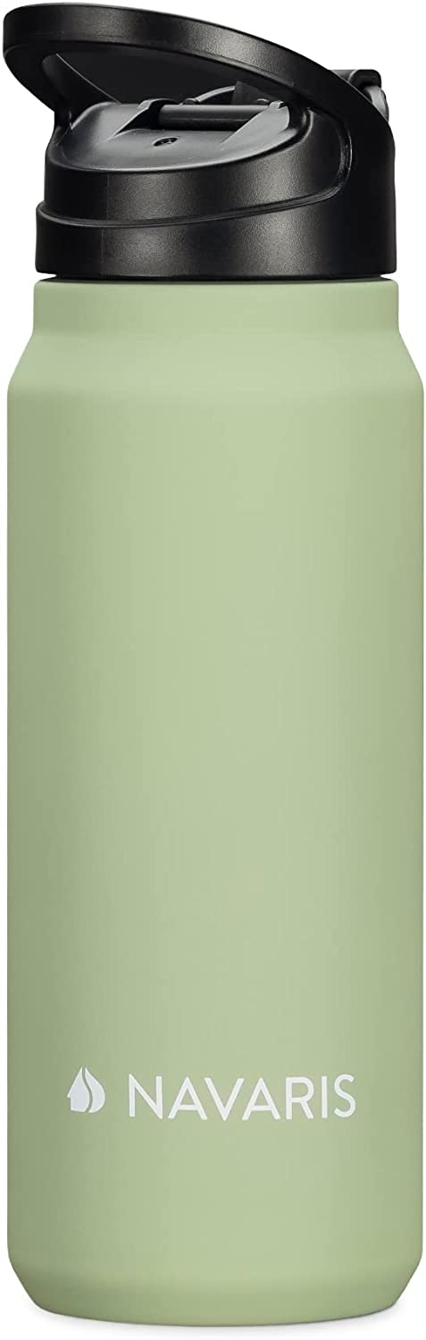 Navaris Water Jag - Μπουκάλι Νερού με Διπλά Τοιχώματα από Ανοξείδωτο Ατσάλι με Ενσωματωμένη Λαβή Μεταφοράς - BPA Free - 700ml - Green