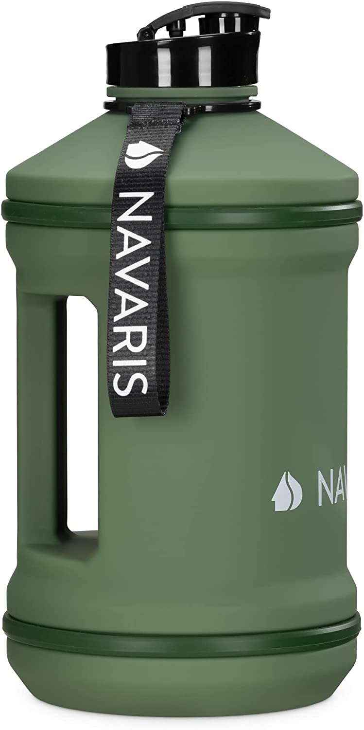 Navaris Water Jug - Μπουκάλι Νερού με Λουράκι Χειρός - BPA Free - 2.2 L - Dark Green