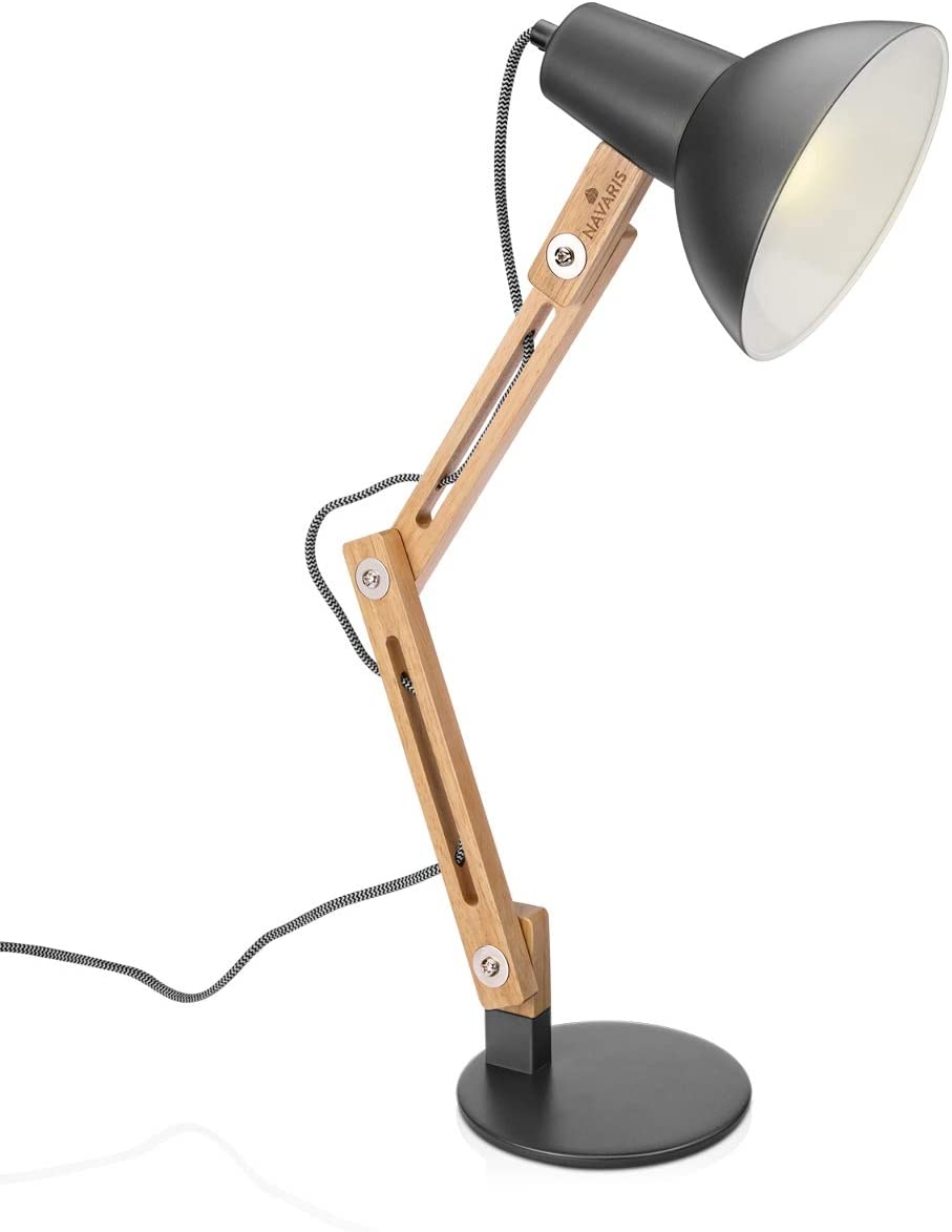 Navaris Wooden Desk Lamp - Επιτραπέζιο Φωτιστικό από Ξύλο - Brown / Grey