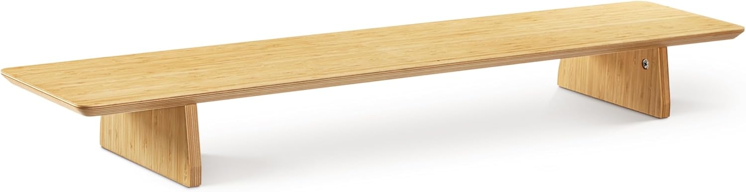 Navaris Wooden Double Monitor Stand - Βάση από Μπαμπού για Δύο Οθόνες PC / TV / Notebook / Laptop / iMac - 109 x 23 x 12cm - Bamboo / Light Brown