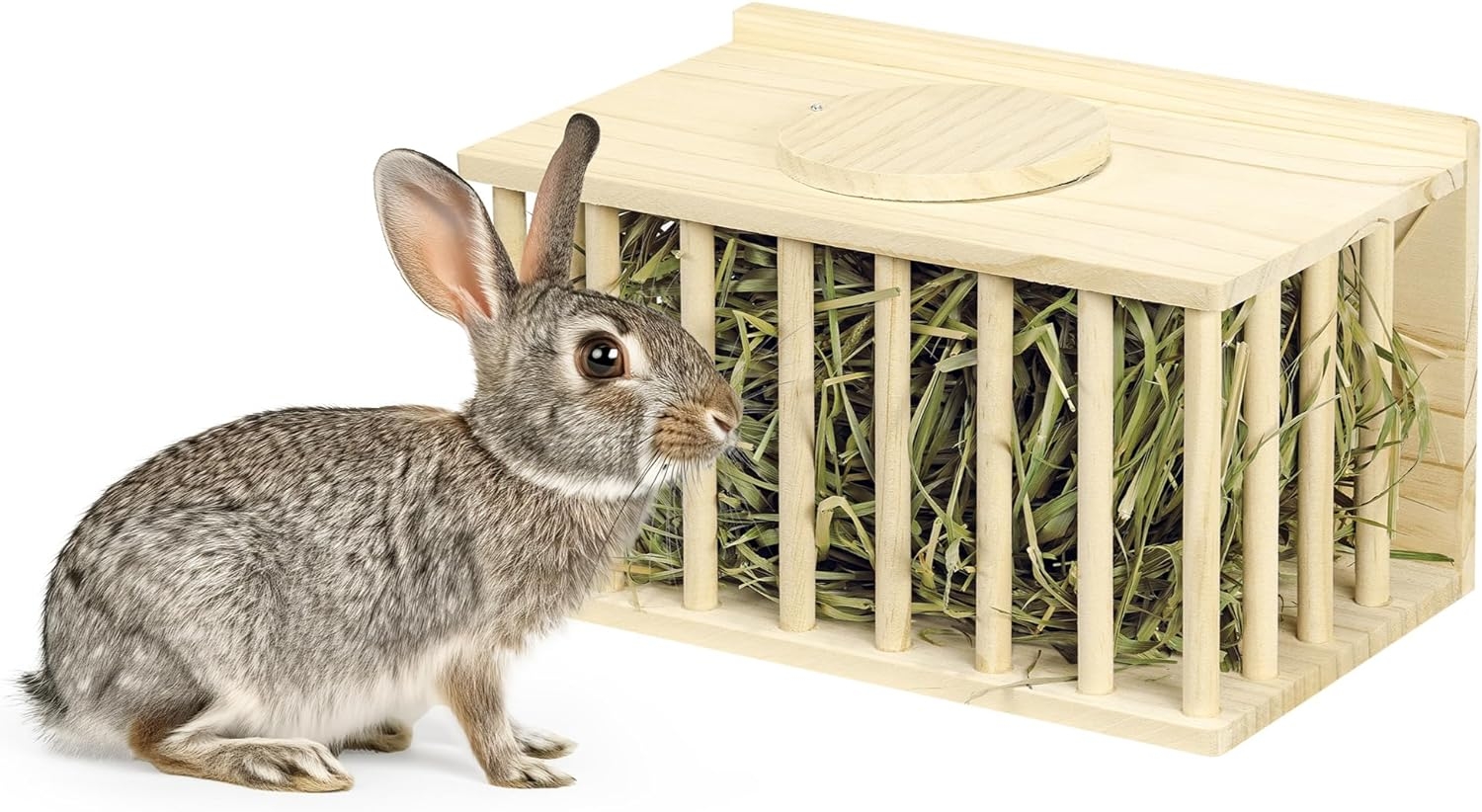Navaris‎ Wooden Hay Rack - Ταΐστρα Σανό / Χόρτου για Κουνέλια / Ινδικά Χοιρίδια / Μικρά Κατοικίδια από Ξύλο Πεύκου - 25 x 15 x 15 cm - Beige (NAV000025VP001C)