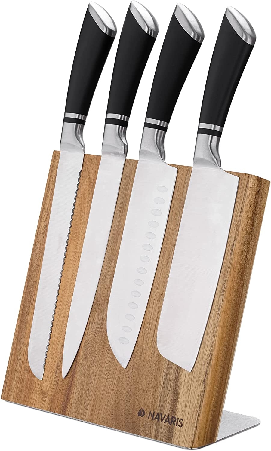 Navaris Wooden Magnetic Knife Holder - Μαγνητική Βάση Μαχαιριών από Ξύλο Ακακίας - 23 x 22.5 cm - Acacia Wood / Brown
