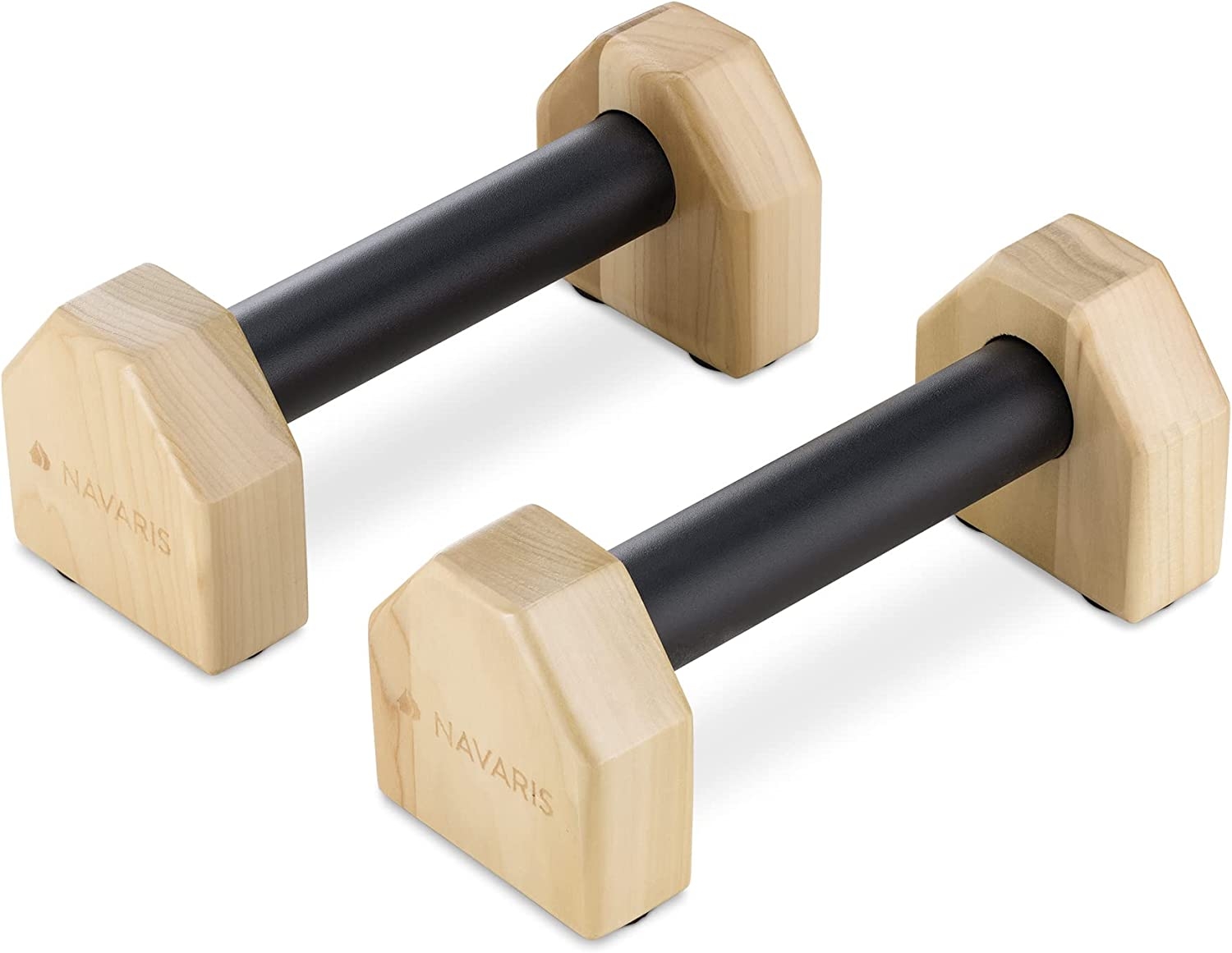 Navaris Wooden Parallettes - Παράλληλες Μπάρες για CrossFit με Ύψος 9.5cm από Ξύλο Πυξαριού - Black / Brown