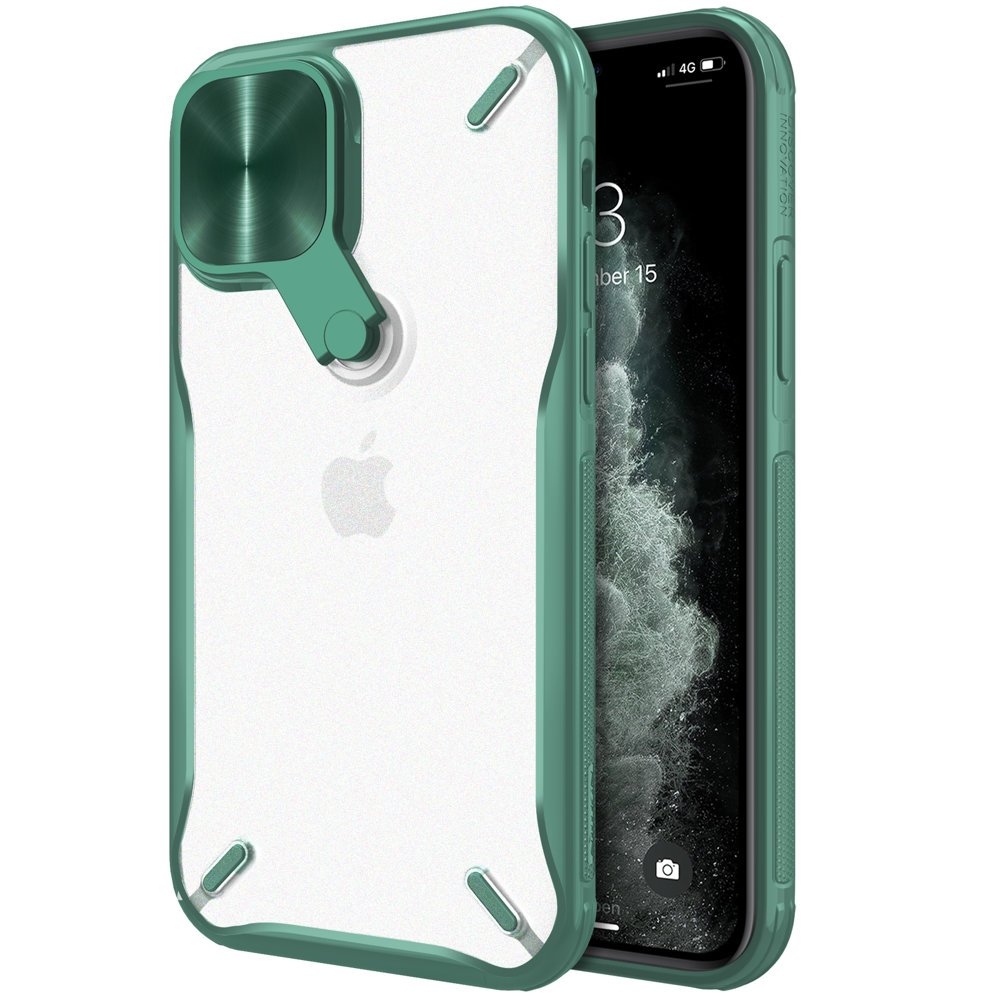 Nillkin Cyclops Case - Σκληρή Θήκη με Κάλυμμα για την Κάμερα & Kickstand - Apple iPhone 12 / 12 Pro - Green