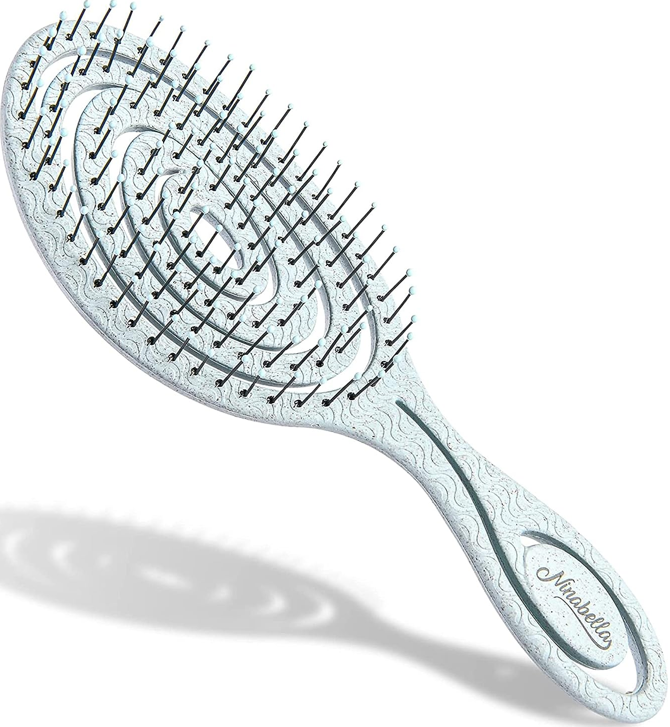 Ninabella Βιολογική Επαγγελματική Σπιράλ Βούρτσα Μαλλιών από Βιοπλαστικό για Ξεμπέρδεμα και Μασάζ - Blue