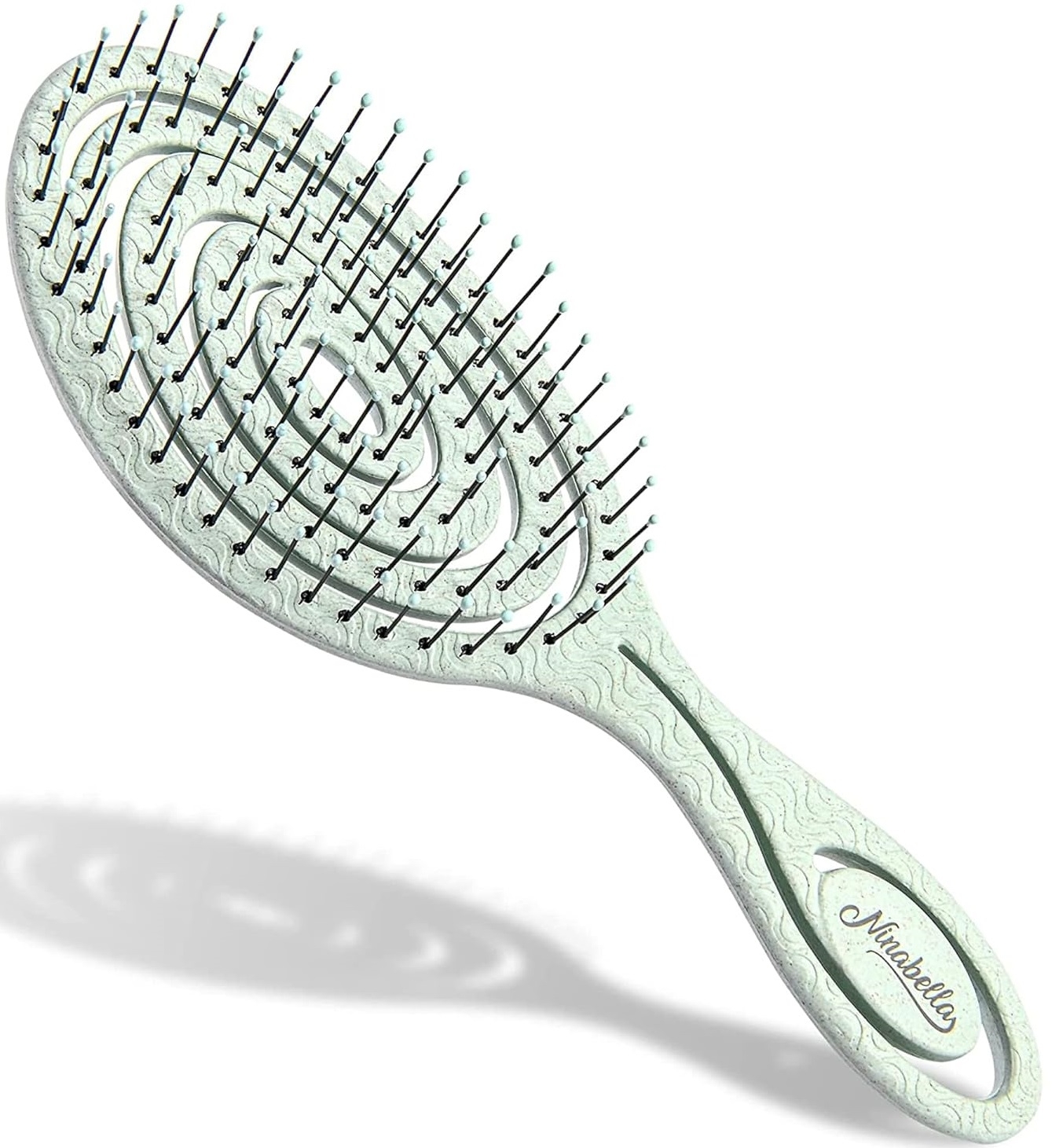 Ninabella Βιολογική Επαγγελματική Σπιράλ Βούρτσα Μαλλιών από Βιοπλαστικό για Ξεμπέρδεμα και Μασάζ - Green