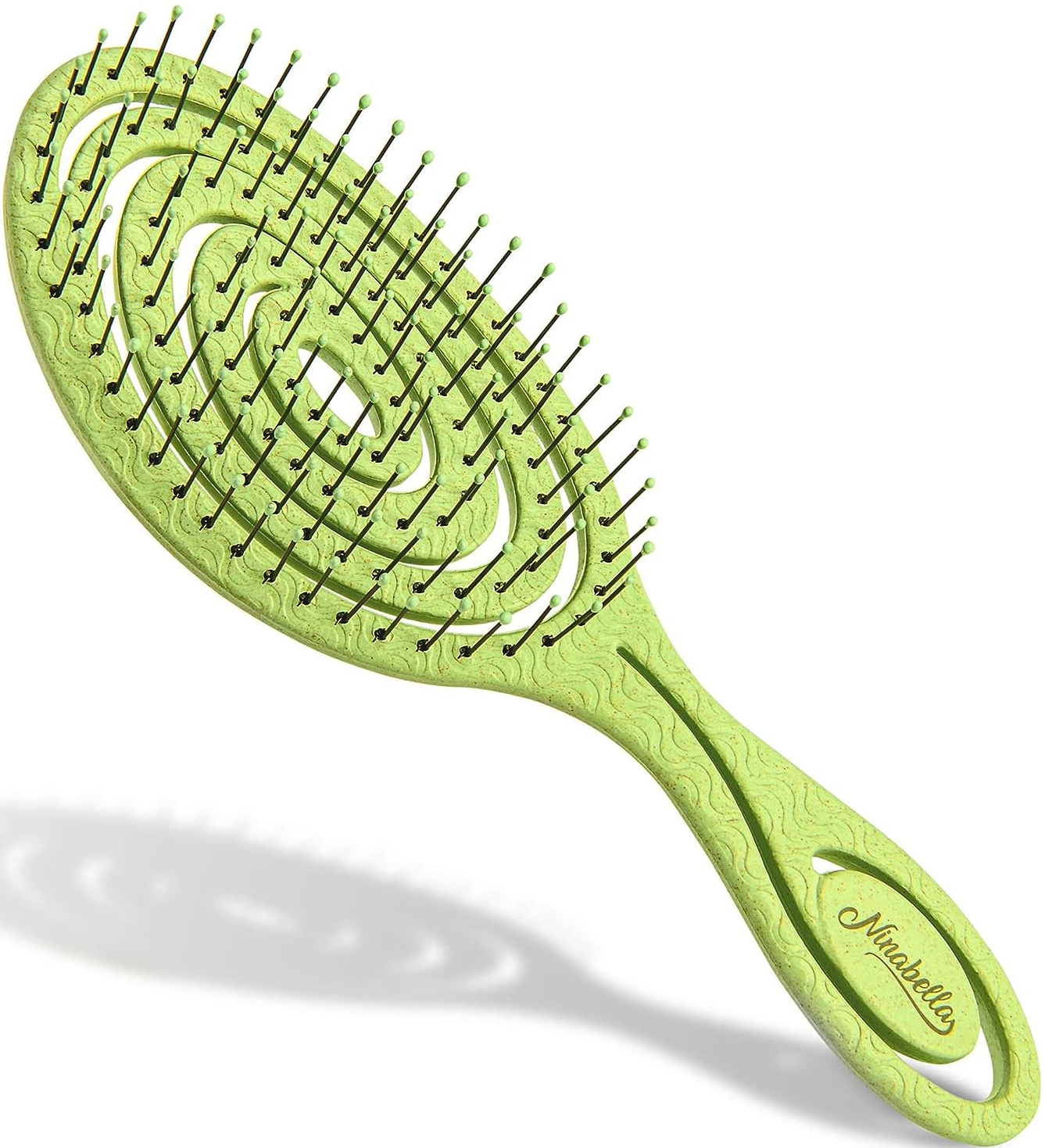 Ninabella Βιολογική Επαγγελματική Σπιράλ Βούρτσα Μαλλιών από Βιοπλαστικό για Ξεμπέρδεμα και Μασάζ - Lime Green