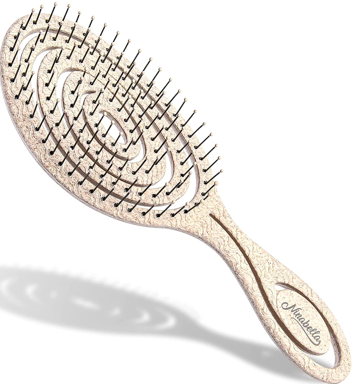 Ninabella Βιολογική Επαγγελματική Σπιράλ Βούρτσα Μαλλιών από Βιοπλαστικό για Ξεμπέρδεμα και Μασάζ - Natural 