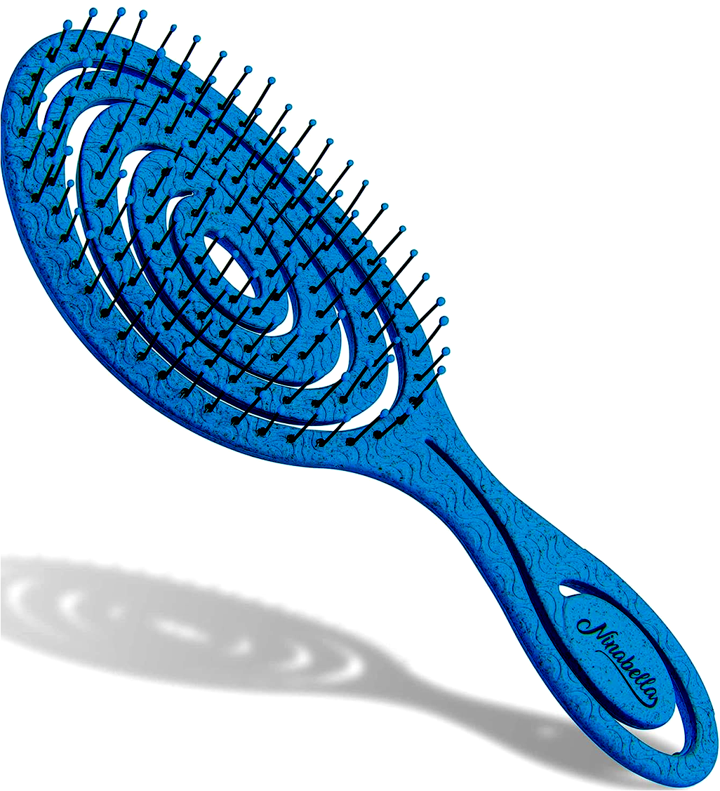 Ninabella Βιολογική Επαγγελματική Σπιράλ Βούρτσα Μαλλιών από Βιοπλαστικό για Ξεμπέρδεμα και Μασάζ - Ocean Blue